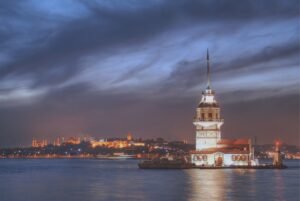 turkey, istanbul, maiden's tower, night, evening, tourist attraction, tower, historical place